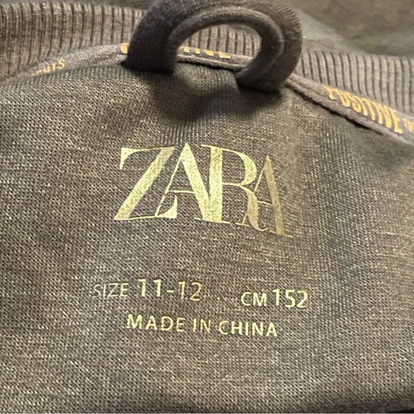 Zara Olive Green and Gold Print Positive Thoughts Crop Sweatshirt - Girls 11-12 - Picture 3 of 6